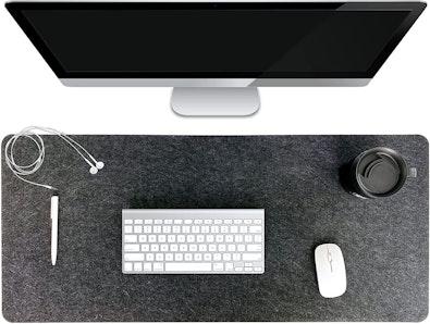 Large Grey Felt Desk Mat for Keyboard cover