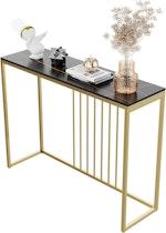 Black & Gold Marble Slim Console Table 120cm thumbnail