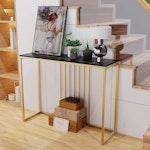 Black & Gold Marble Slim Console Table 120cm alternate 1