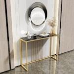 Black & Gold Marble Slim Console Table 120cm alternate 2