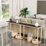 Black & Gold Marble Slim Console Table 120cm alternate 3