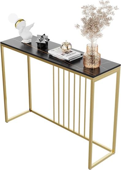 Black & Gold Marble Slim Console Table 120cm cover
