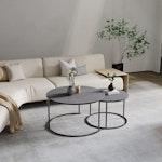 Set of 2 Round Sintered Stone Coffee Tables - Grey alternate 1