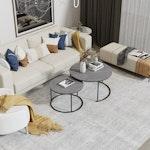 Set of 2 Round Sintered Stone Coffee Tables - Grey alternate 2