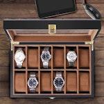 12-Slot Wooden Men's Watch Display Box alternate 1
