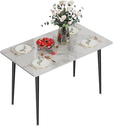 White Marble & Sintered Stone Dining Table 120cm cover