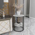 White Marble Round Bedside Table thumbnail