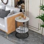 White Marble Round Bedside Table alternate 1