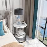 White Marble Round Bedside Table alternate 2