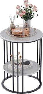 White Marble Round Bedside Table alternate 7