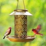 Solar Metal Hummingbird Feeder for Gardens alternate 1