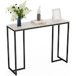 Slim Marble Console Table - White & Black