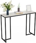 Slim Marble Console Table - White & Black thumbnail