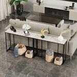 Slim Marble Console Table - White & Black alternate 3