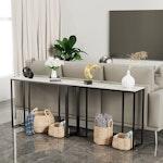 Slim Marble Console Table - White & Black alternate 8