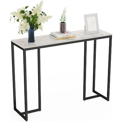 Slim Marble Console Table - White & Black cover