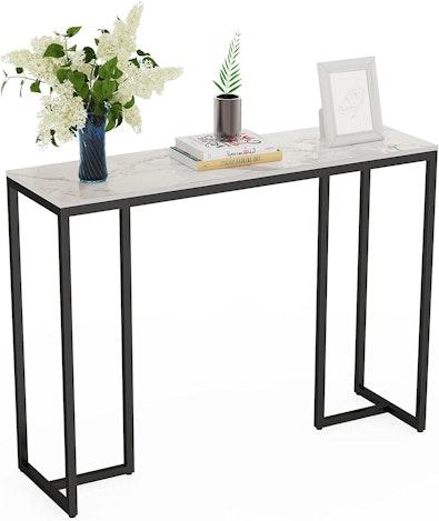 Slim Marble Console Table - White & Black cover