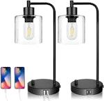 2-Pack Industrial Table Lamp with USB Ports thumbnail