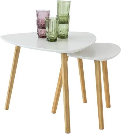 VIKUS White Nesting Side Tables, Set of 2 cover
