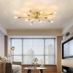Modern Sputnik 10-Light Ceiling Chandelier, Gold alternate 2