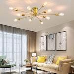 Modern Sputnik 10-Light Ceiling Chandelier, Gold alternate 3