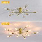 Modern Sputnik 10-Light Ceiling Chandelier, Gold alternate 6