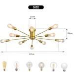 Modern Sputnik 10-Light Ceiling Chandelier, Gold alternate 7