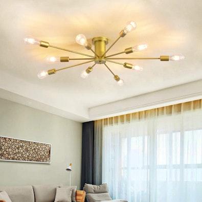 Modern Sputnik 10-Light Ceiling Chandelier, Gold cover