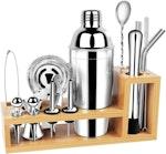 17-Pc Stainless Steel Cocktail Kit & Bamboo Stand thumbnail