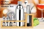 17-Pc Stainless Steel Cocktail Kit & Bamboo Stand alternate 7
