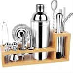 17-Pc Stainless Steel Cocktail Kit & Bamboo Stand alternate 8