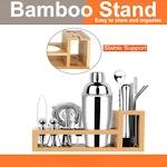 17-Pc Stainless Steel Cocktail Kit & Bamboo Stand alternate 1