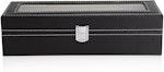 Black PU Leather Watch Organizer - 6 Slots alternate 1