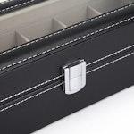 Black PU Leather Watch Organizer - 6 Slots alternate 4
