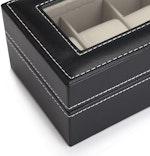 Black PU Leather Watch Organizer - 6 Slots alternate 5