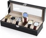 Black PU Leather Watch Organizer - 6 Slots alternate 6