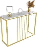 White & Gold Marble Slim Console Table 100cm thumbnail