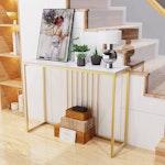 White & Gold Marble Slim Console Table 100cm alternate 1