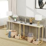White & Gold Marble Slim Console Table 100cm alternate 2