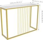 White & Gold Marble Slim Console Table 100cm alternate 3