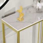 White & Gold Marble Slim Console Table 100cm alternate 4