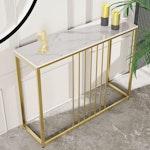 White & Gold Marble Slim Console Table 100cm alternate 8