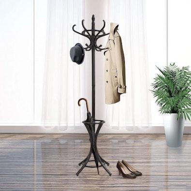 Wooden Coat Rack with 12 Hooks cover