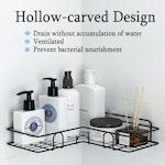 Matte Black Corner Shower Shelf with Hooks alternate 1