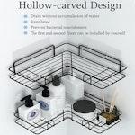 Matte Black Corner Shower Shelf with Hooks alternate 2