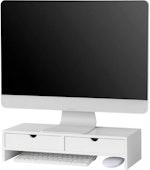 White Monitor Stand with 2 Drawers thumbnail