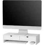 White Monitor Stand with 2 Drawers