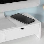 White Monitor Stand with 2 Drawers alternate 5