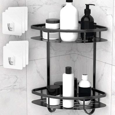 2-Pack Aluminum Corner Shower Caddy with Adhesive cover