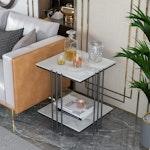Black Marble Top 2-Tier Side Table thumbnail